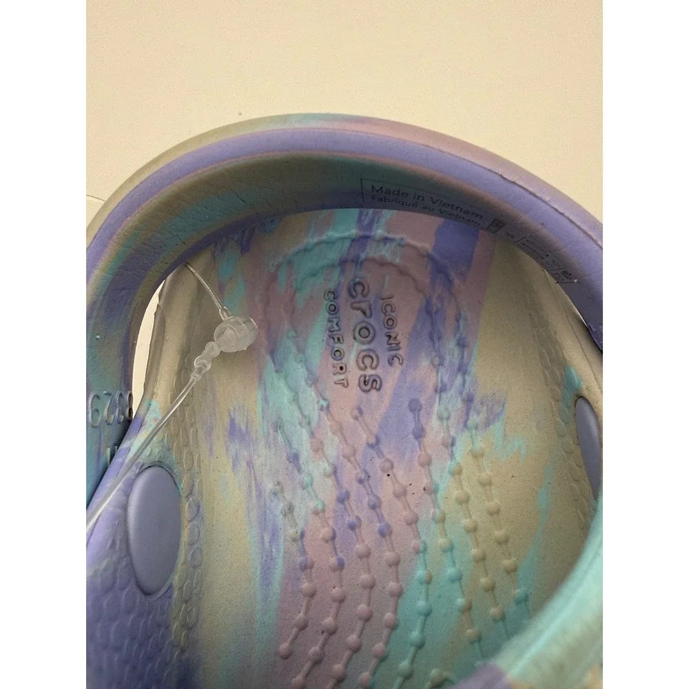Crocs Kids Classic Clog Purple Blue Marble Swirl Slip On Shoes Size C4‎